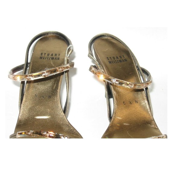 Size 5.5N Stuart Weitzman Champagne Crystal Heels - Picture 8 of 8